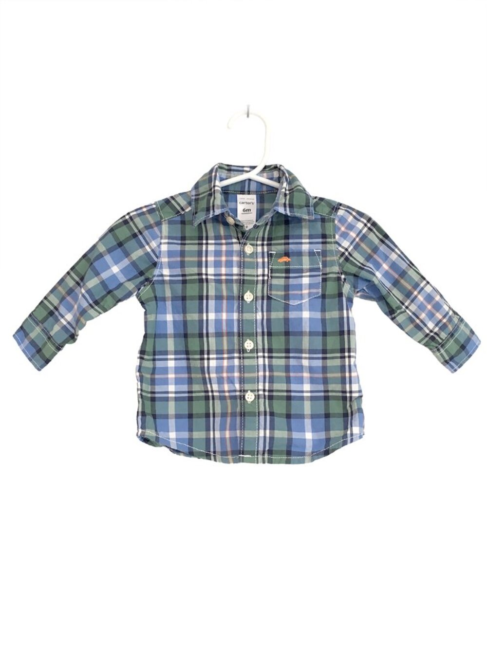 Carters Plaid Long Sleeve Shirt Size 6 Month